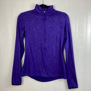 Nike Pro Dri Fit Zipper Pullover Purple Snakeskin Design Jacket Women Medium